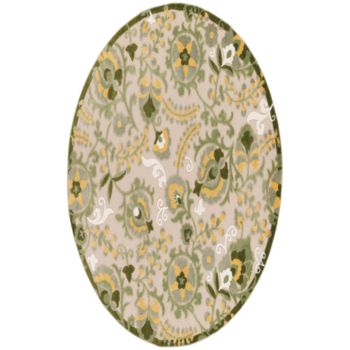 Nourison Aloha Ivory Green ALH17 5 ft. 3 in. Round Rug