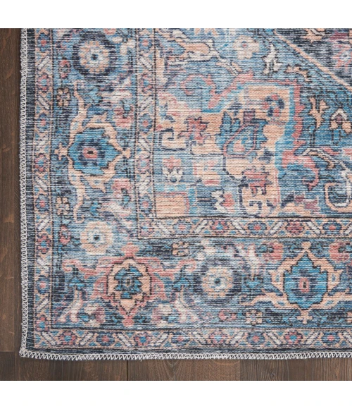 Nicole Curtis Machine Washable Series 1 Area Rug SR101 Blue 2' x 4'