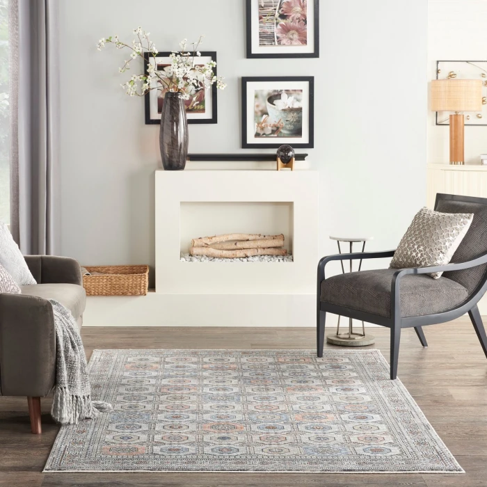 Nourison Starry Nights Area Rug STN09 Grey/Navy 5'3" x 7'3"