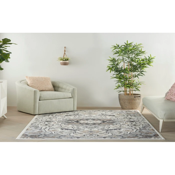 Nourison Elation Ivory Grey ETN09 6 ft. X 9 ft. Rectangle Rug