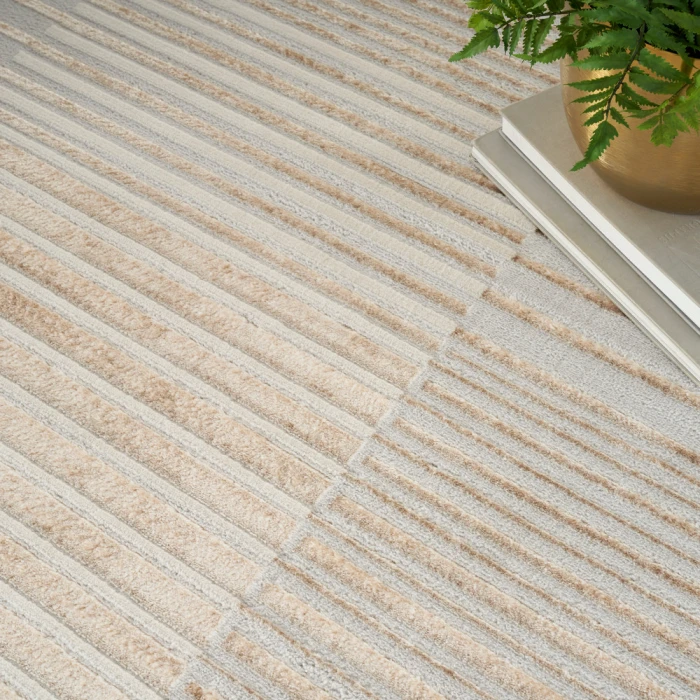 Inspire Me! Home Décor Brushstrokes Area Rug BSK04 Beige Silver