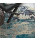 Nourison Celestial Round Area Rug CES02-Ivory/Teal Blue