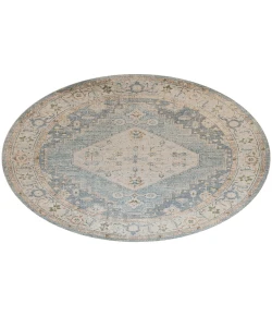 Nourison Home Astra Machine Washable ASW11 Silver Blue 7 ft. 10 in. Round Area Rug