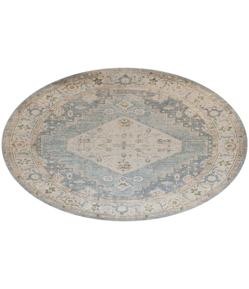 Nourison Astra Machine Washable Silver Blue ASW11 7 ft. 10 in. Round Rug