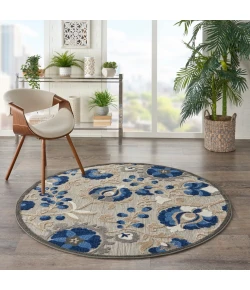 Nourison Home Aloha ALH17 Natural Blue 4 ft. Round Area Rug