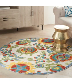 Nourison Home Aloha ALH17 Ivory Multicolor 4 ft. Round Area Rug