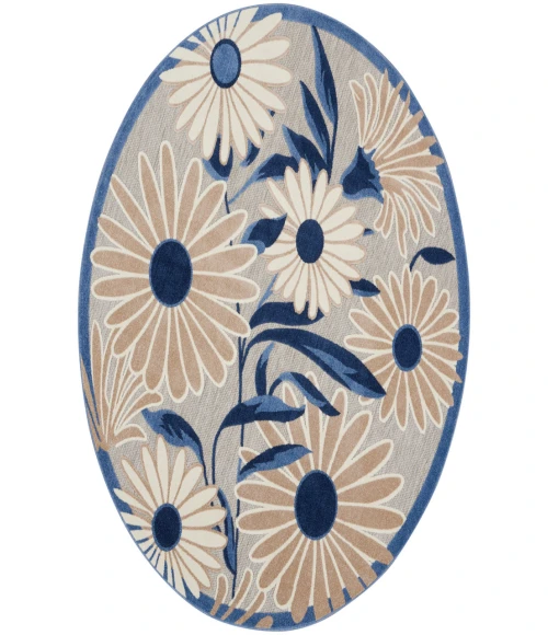 Nourison Aloha Blue Grey ALH33 5 ft. 3 in. Round Rug