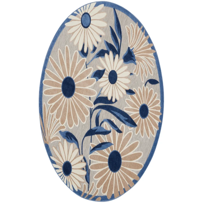 Nourison Aloha Blue Grey ALH33 5 ft. 3 in. Round Rug