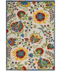 Nourison Home Aloha ALH17 Ivory Multicolor 5 ft. 3 in. X 7 ft. 5 in. Area Rug