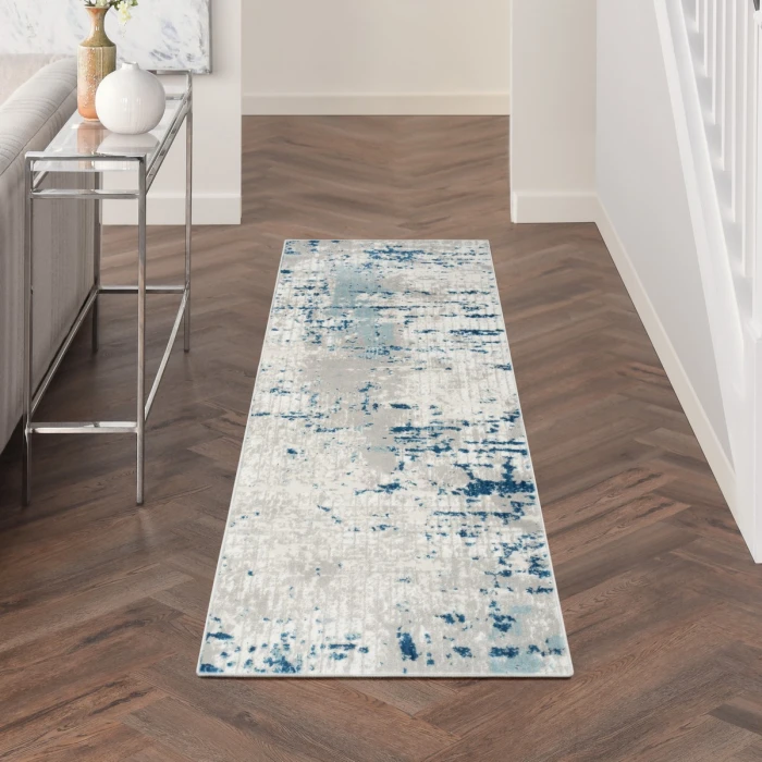 Nourison Quarry Ivory Grey Blue QUA01 12 ft. Rect. Rug
