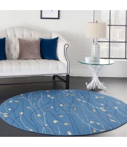 Nourison Home Grafix GRF15 Light Blue 4 ft. Round Area Rug