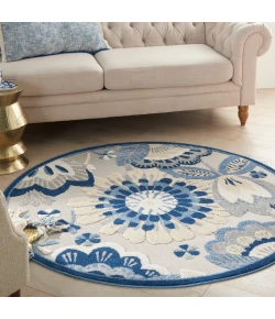 Nourison Home Aloha ALH25 Blue Grey 5 ft. 3 in. Round Area Rug