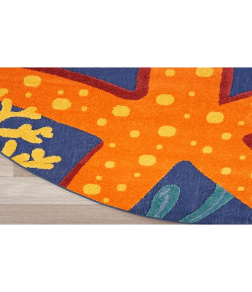Nourison Aloha Navy Multicolor ALH24 5 ft. 3 in. Round Rug