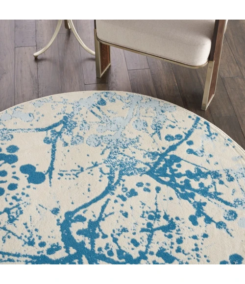 Nourison Jubilant Round Area Rug JUB12-Ivory/Blue