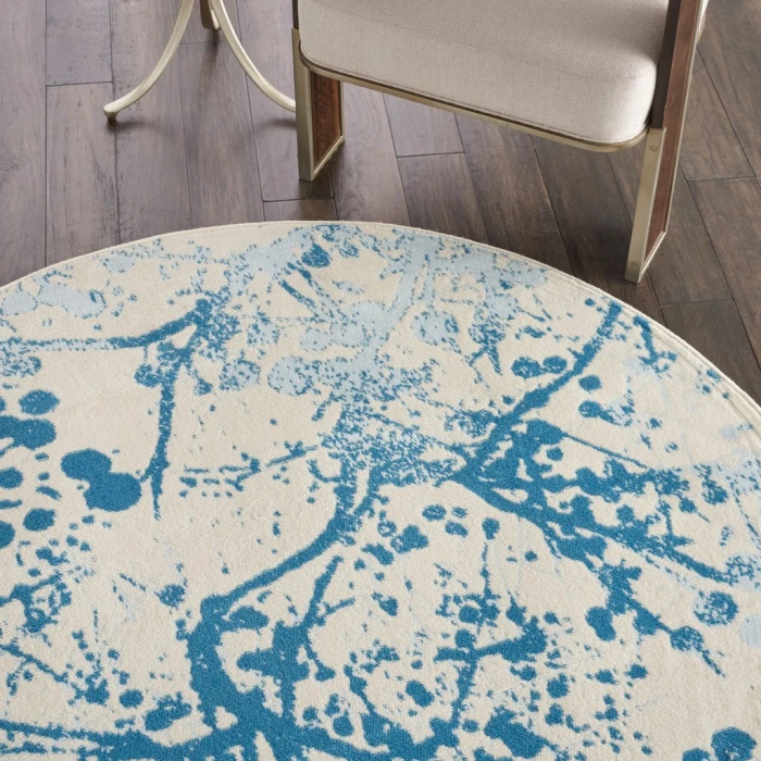 Nourison Jubilant Round Area Rug JUB12-Ivory/Blue