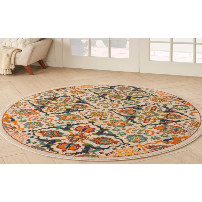 Nourison Allur Ivory Multicolor ALR03 4 ft. Round Rug