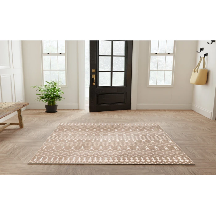 Nourison Astra Machine Washable Taupe ASW10 5 ft. 3 in. X 7 ft. Rectangle Rug