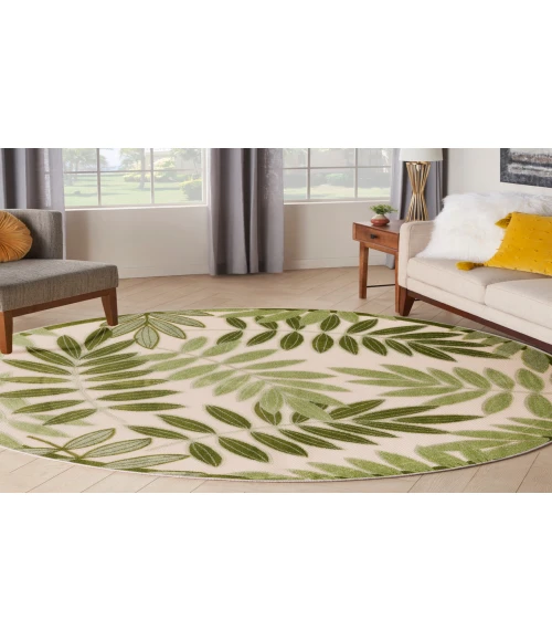Nourison Aloha Ivory Green ALH18 5 ft. 3 in. Round Rug