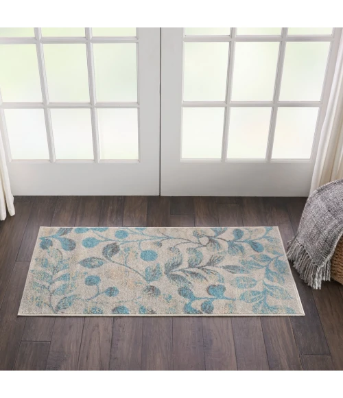 Nourison Tranquil Area Rug TRA03-Ivory/Turquoise