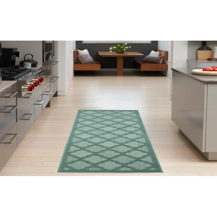 Nourison Easy Care Aqua Teal NES01 2 ft. X 6 ft. Rectangle Rug