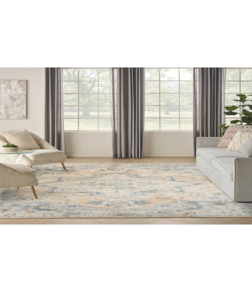 Nourison Astra Machine Washable Beige Blue ASW12 9 ft. X 12 ft. Rectangle Rug