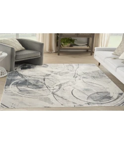 Nourison Home Astra Machine Washable ASW14 Silver Blue 5 ft. 3 in. X 7 ft. Area Rug