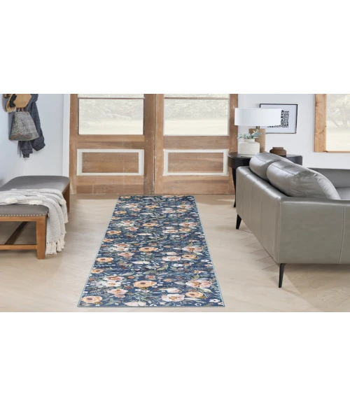 Nourison Nourison Washables Navy Multicolor NWB01 2 ft. 2 in. X 10 ft. Rectangle Rug