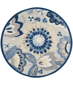 Nourison Home Aloha ALH25 Blue Grey 5 ft. 3 in. Round Area Rug