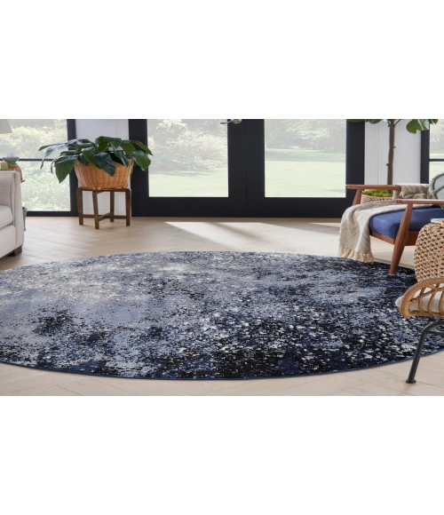 Nourison Passion Light Blue Black PSN10 8 ft. Round Rug