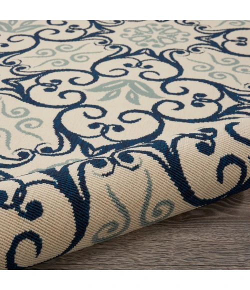 Nourison Caribbean Square Area Rug CRB02-Ivory/Navy