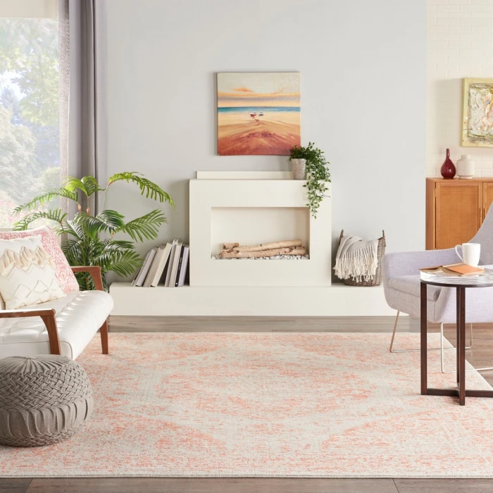 Nourison Tranquil Ivory Pink TRA05 8ft. x 10ft. Rect. Rug