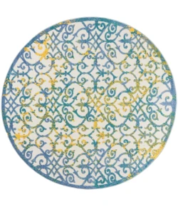 Nourison Home Aloha ALH21 Ivory Blue 7 ft. 10 in. Round Area Rug
