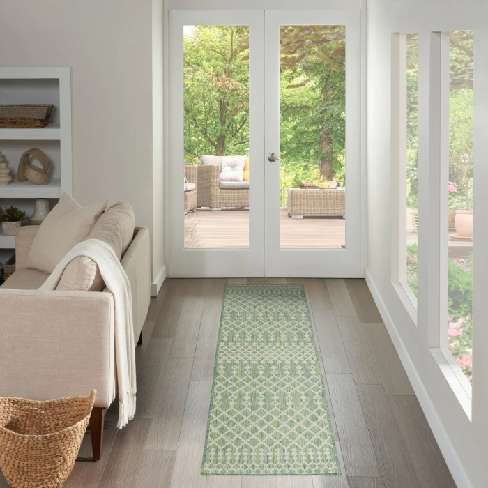 Nourison Positano Blue Green POS02 2 ft. 2 in. X 8 ft. Rect. Rug