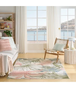 Nourison Home Aloha ALH43 Ivory Green 5 ft. 3 in. X 7 ft. 5 in. Area Rug