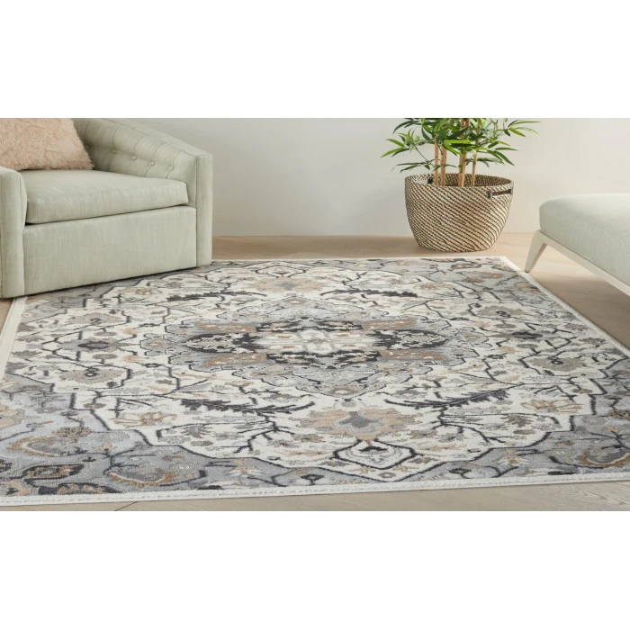 Nourison Elation Ivory Grey ETN09 6 ft. X 9 ft. Rectangle Rug