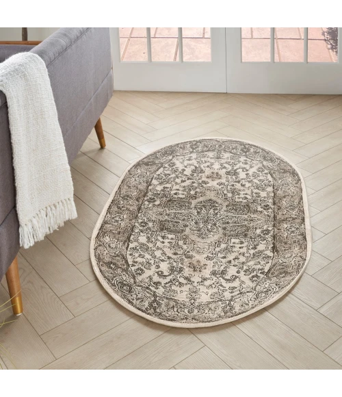 Nourison Quarry Ivory Grey QUA05 3 ft. X 5 ft. Oval Rug