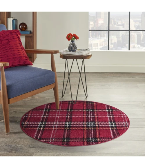 Nourison Home Grafix Red GRF03 3ft. x Round Round Rug