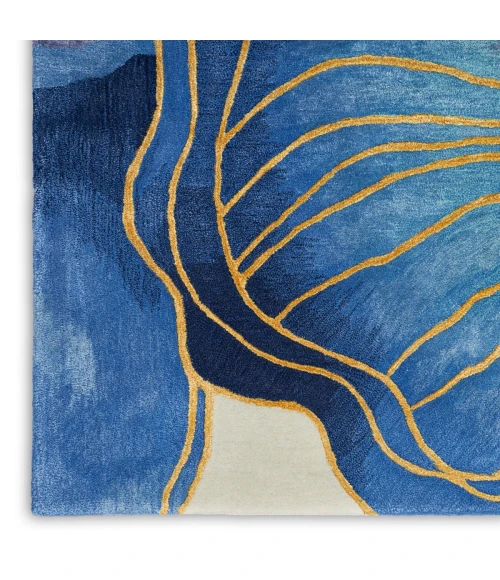 Nourison Prismatic Blue Gold PRS32 8 ft. X 10 ft. Rect. Rug