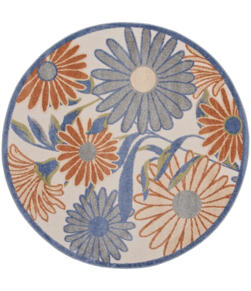 Nourison Aloha Beige Multicolor ALH33 5 ft. 3 in. X Round Rug