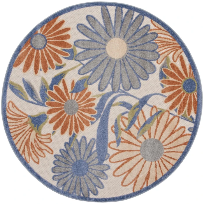 Nourison Aloha Beige Multicolor ALH33 5 ft. 3 in. X Round Rug