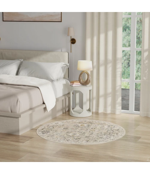 Nourison Oushak Home Grey OUS01 4 ft. X Round Rug