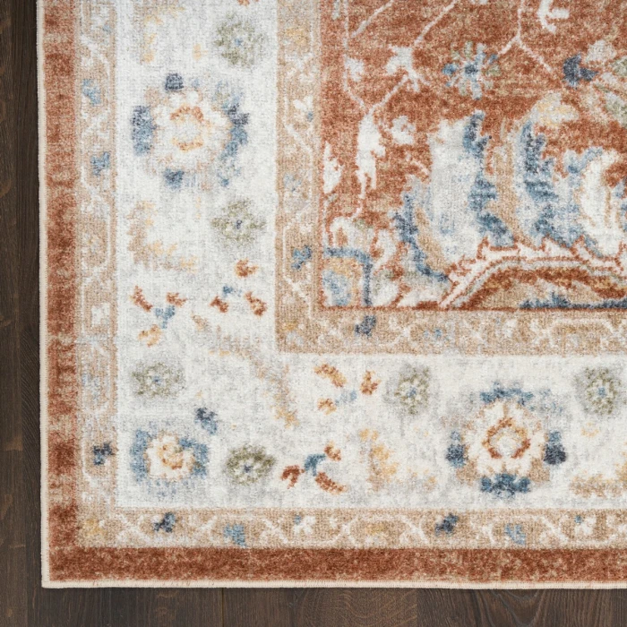 Nourison Astra Machine Washable Rust Ivory ASW20 2 ft. x 6 ft. Rect. Rug