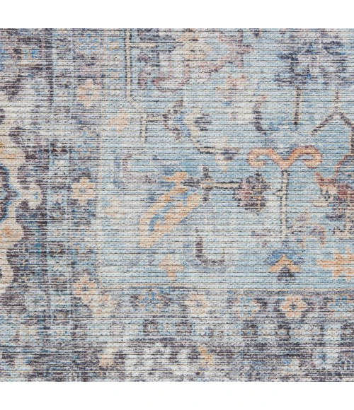Nicole Curtis Machine Washable Series 1 Area Rug SR104 Blue 7' Runner