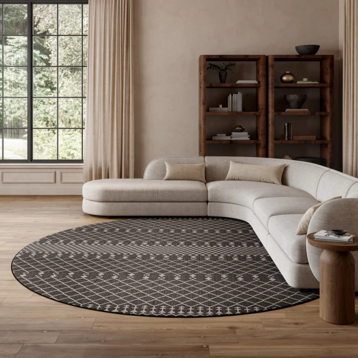 Nourison Positano Black POS02 10ft. Round Rug