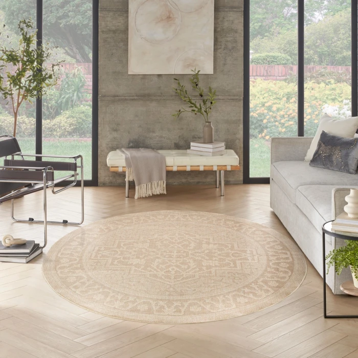 Nourison Tulum Cream TLM05 8 ft. X Round Rug