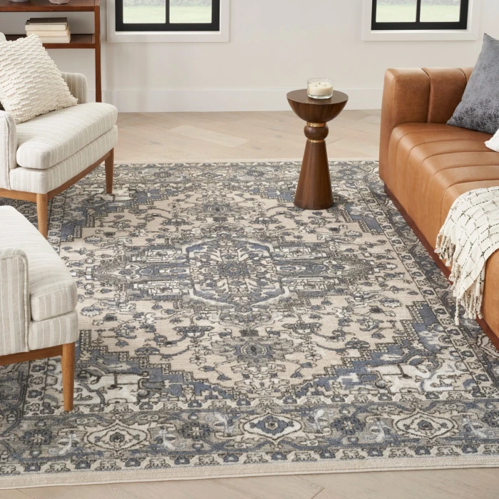 Nourison Quarry Ivory Blue QUA05 8 ft. X 10 ft. Rect. Rug