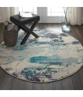Nourison Celestial Round Area Rug CES02-Ivory/Teal Blue