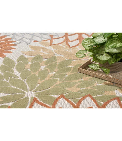 Nourison Aloha Ivory Multicolor ALH05 5 ft. 3 in. X 7 ft. 5 in. Rectangle Rug