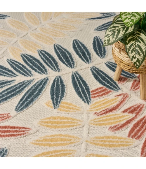 Nourison Aloha Ivory Blue ALH18 3 ft. 6 in. X 5 ft. 6 in. Rect. Rug