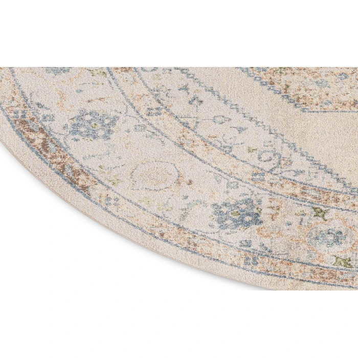 Nourison Astra Machine Washable Ivory Blue ASW13 7 ft. 10 in. Round Rug